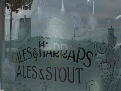 Acid etched glass- Royal oak window